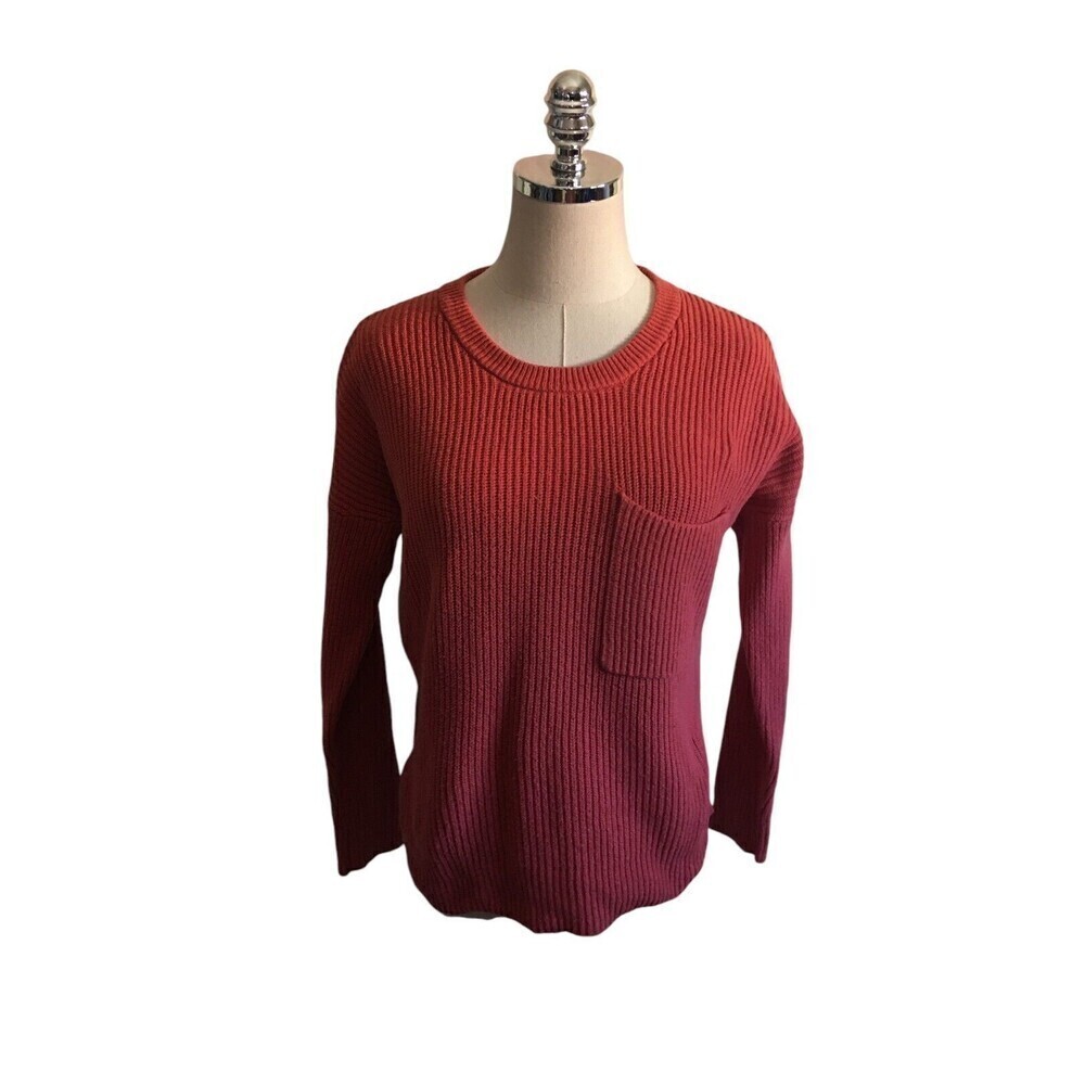 Madewell Sweater Women's Size Small Orange Cotton Blend Long Sleeve